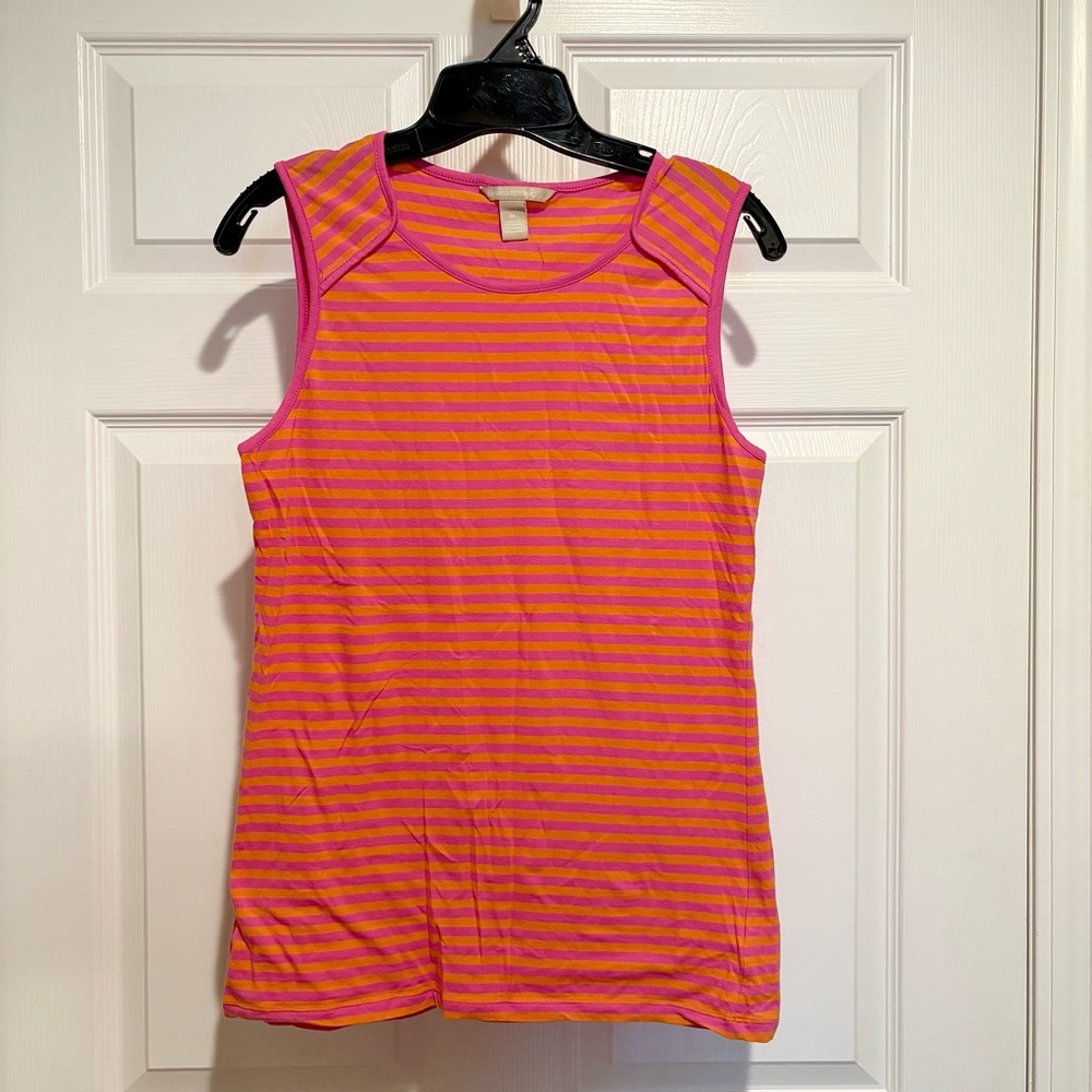 Striped Pink and Orange Women's sleeveless top